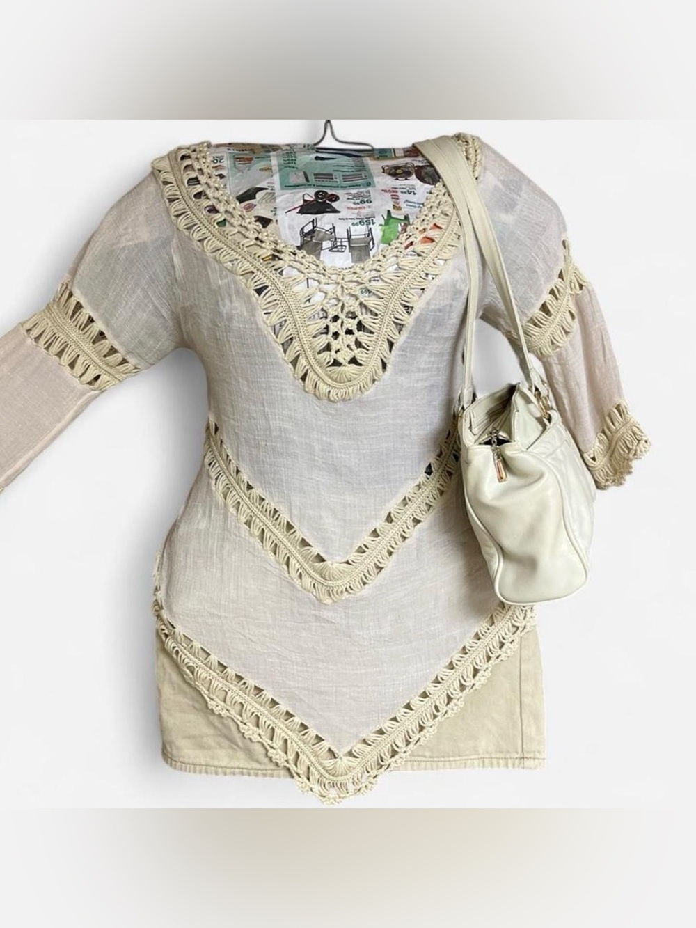 Active USA Women's Cream and Tan Blouse